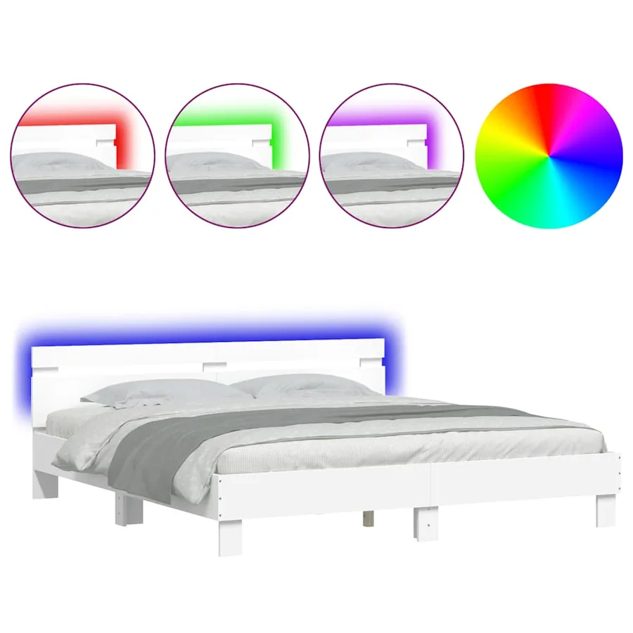 Cadre de lit avec LED sans matelas blanc 180x200 cm - 2