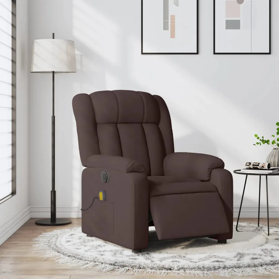Fauteuil de massage inclinable électrique Marron foncé Tissu - 16