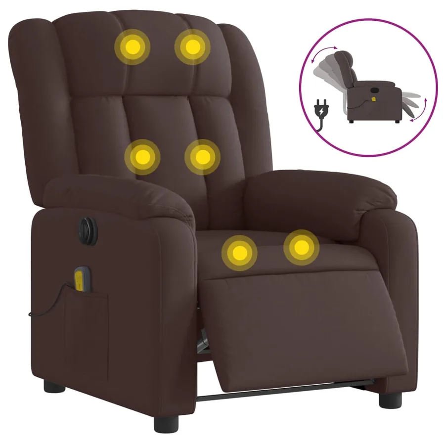 Fauteuil de massage inclinable électrique Marron foncé Tissu - 2