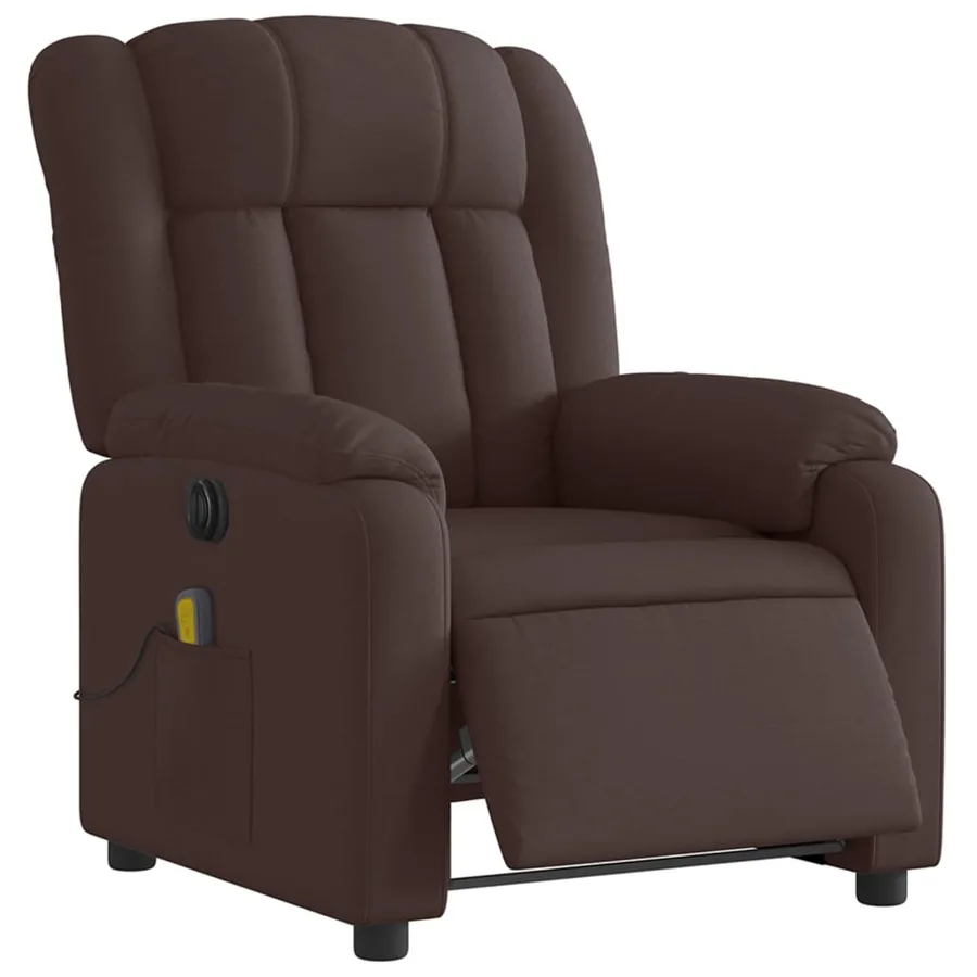 Fauteuil de massage inclinable électrique Marron foncé Tissu - 3