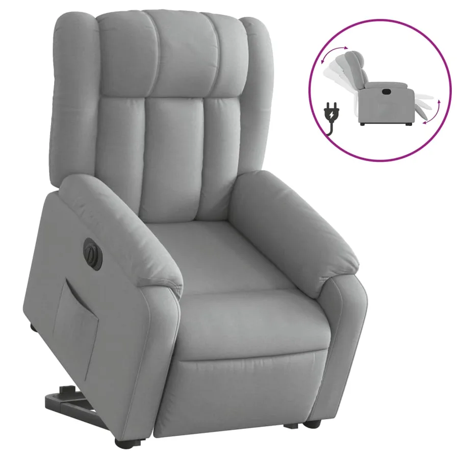 Fauteuil inclinable électrique gris clair tissu - 2