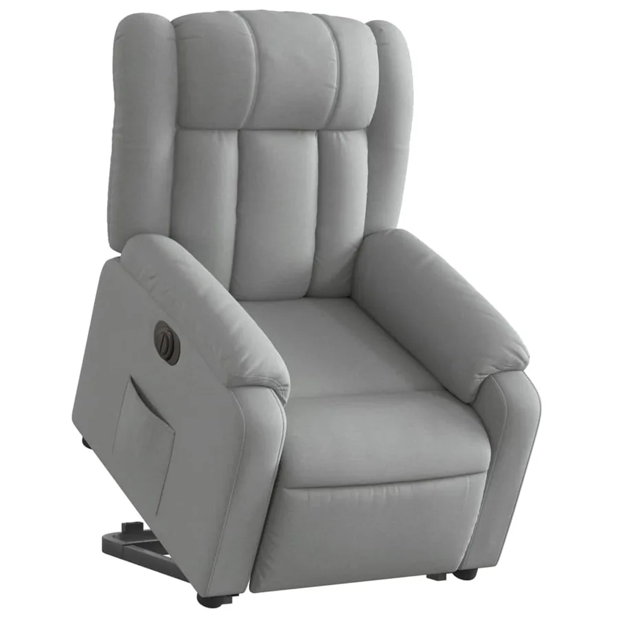 Fauteuil inclinable électrique gris clair tissu - 3