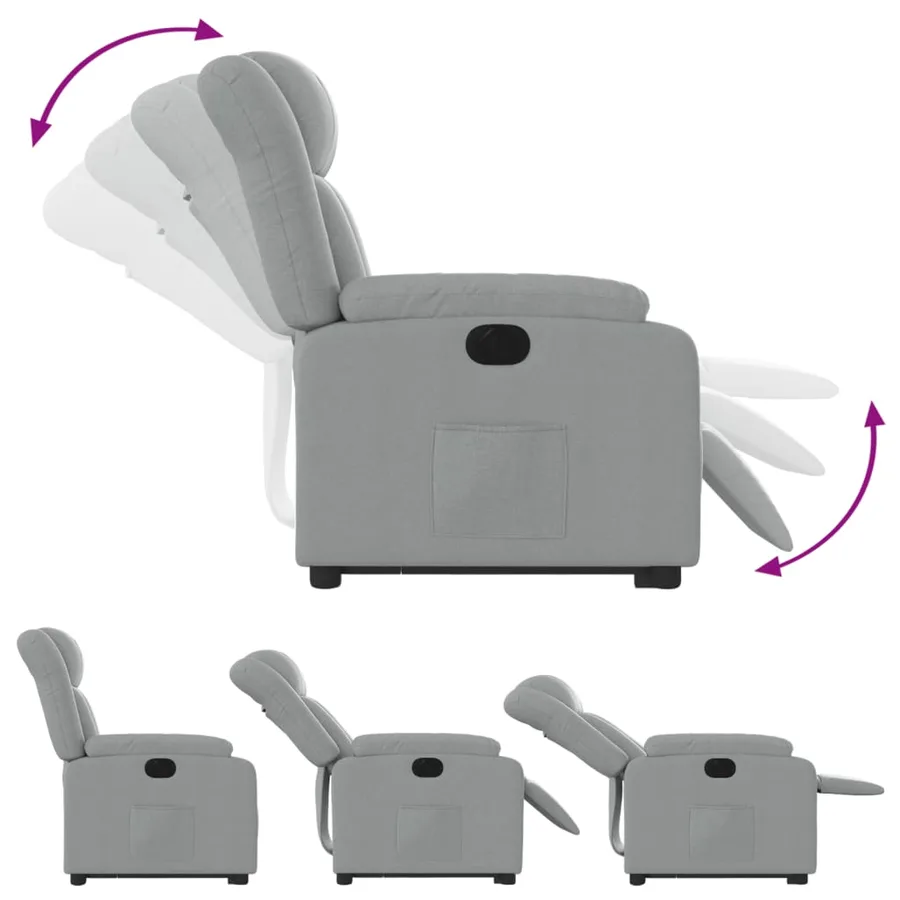 Fauteuil inclinable électrique gris clair tissu - 7