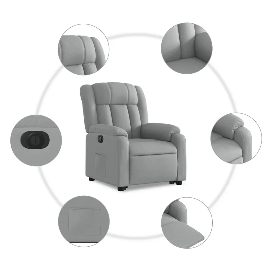 Fauteuil inclinable électrique gris clair tissu - 8