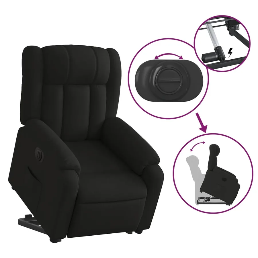 Fauteuil inclinable électrique noir tissu - 11