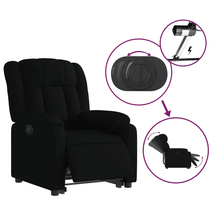 Fauteuil inclinable électrique noir tissu - 6