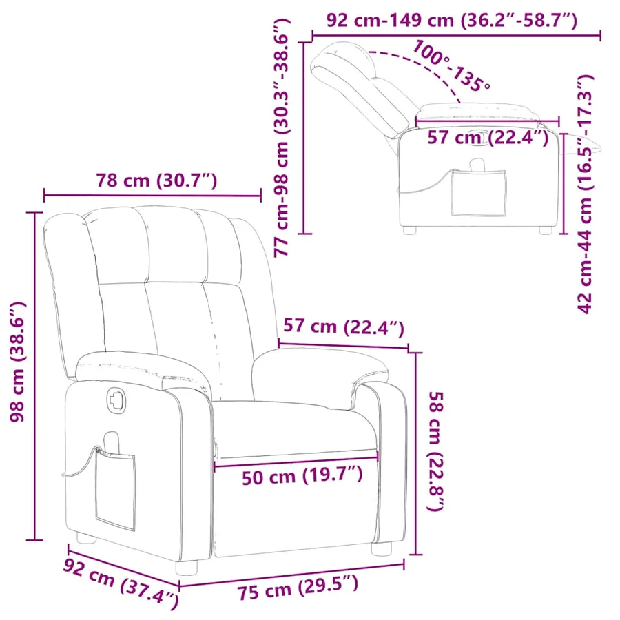 Fauteuil de massage inclinable Noir Similicuir - 13