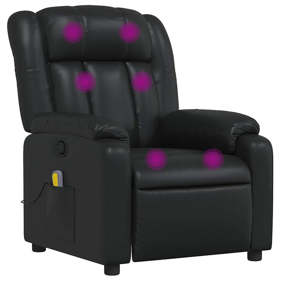 Fauteuil de massage inclinable Noir Similicuir - 2