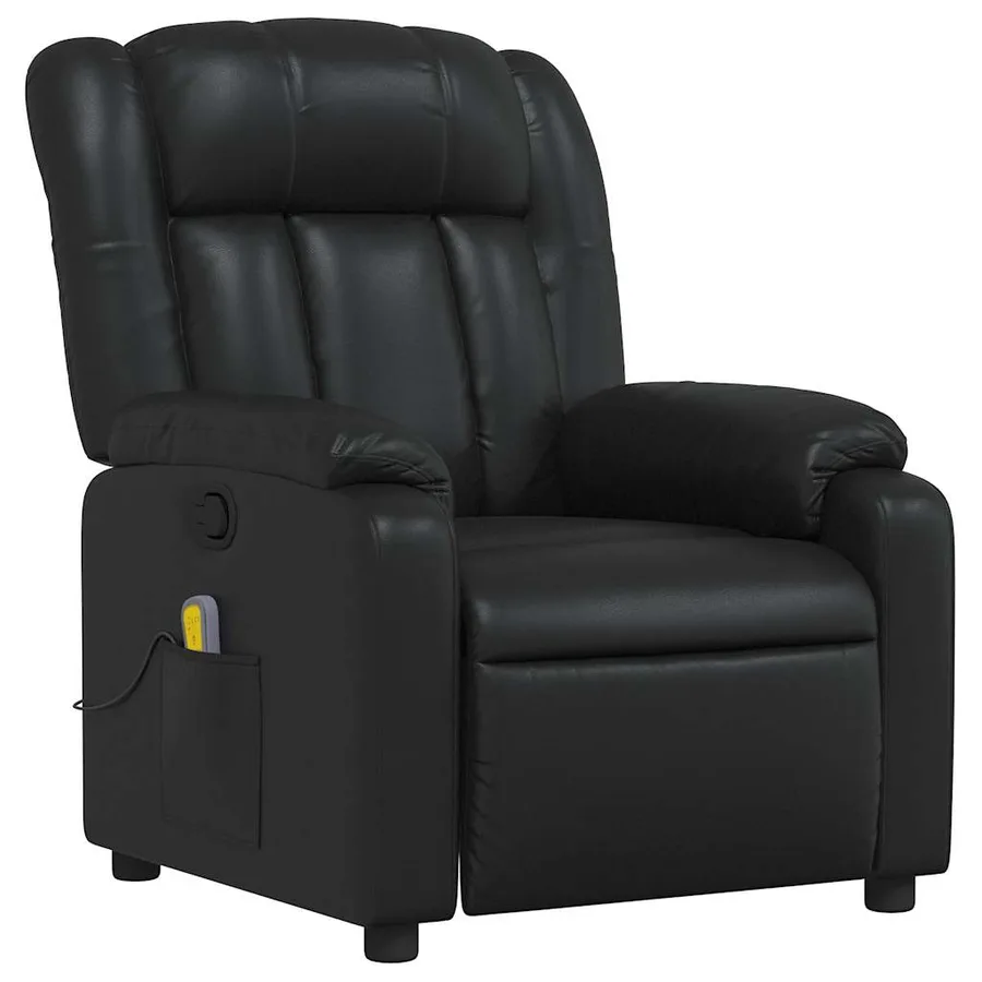 Fauteuil de massage inclinable Noir Similicuir - 4