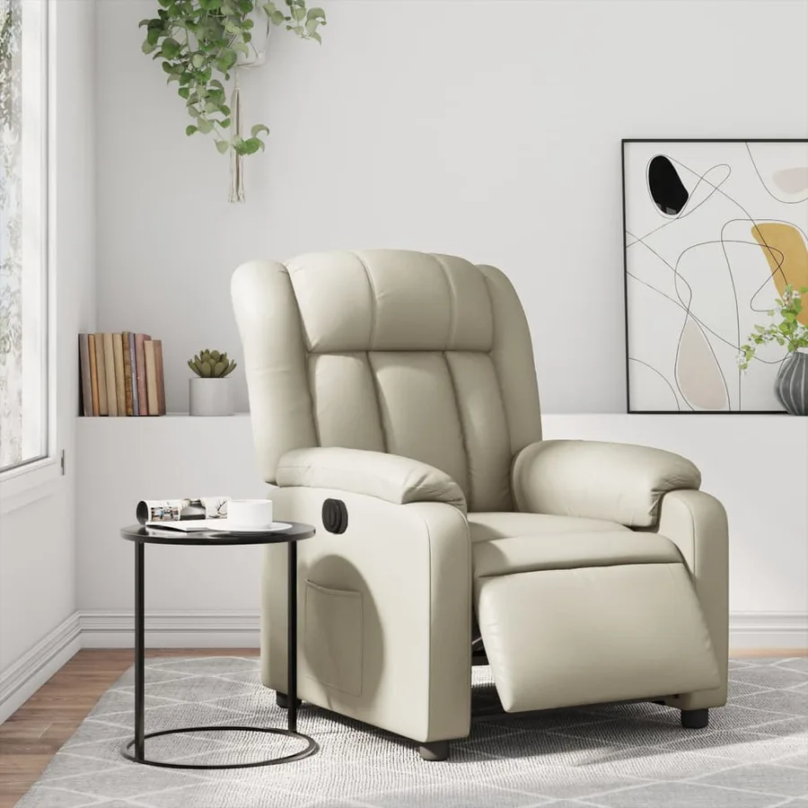 Fauteuil inclinable électrique Crème Similicuir - 15