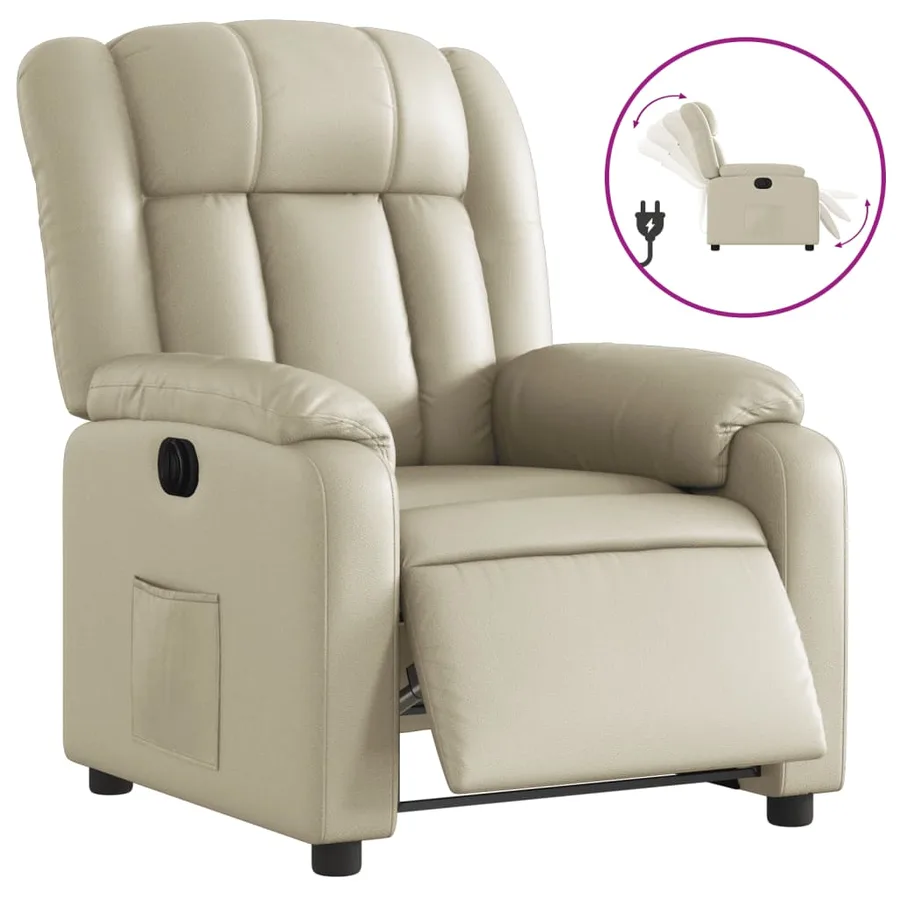 Fauteuil inclinable électrique Crème Similicuir - 2