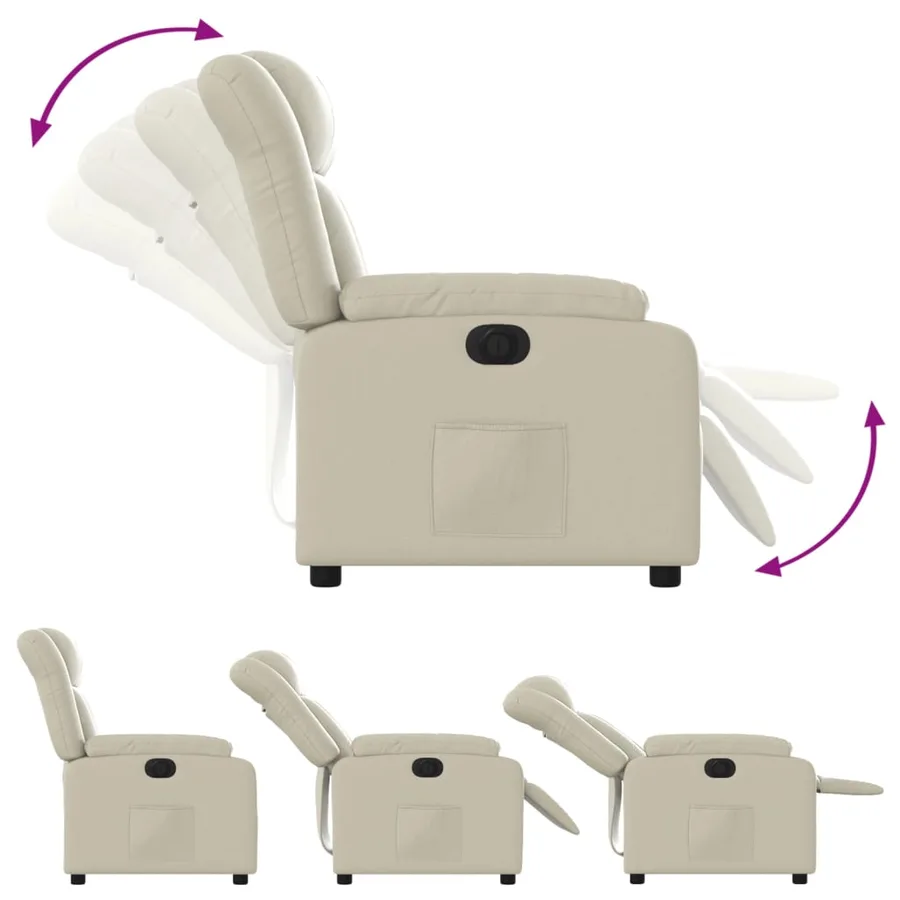 Fauteuil inclinable électrique Crème Similicuir - 7