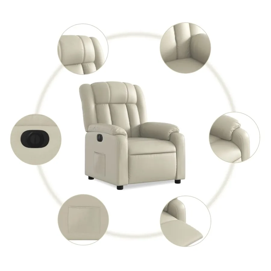Fauteuil inclinable électrique Crème Similicuir - 8