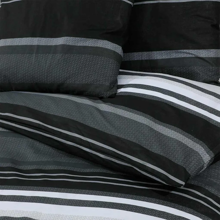 Ensemble de housse de couette noir et blanc 200x200 cm Coton - 5