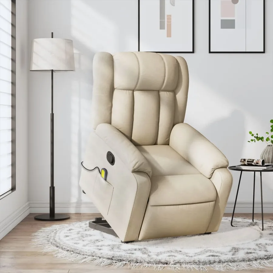 Fauteuil inclinable de massage Crème Tissu - 15