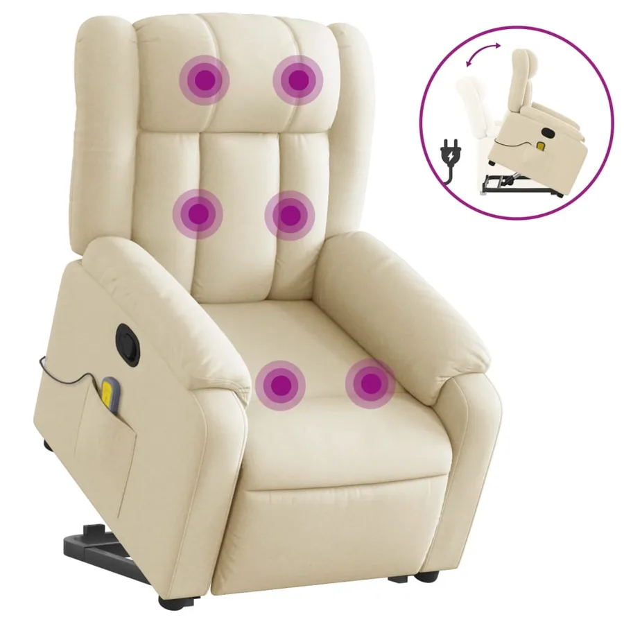 Fauteuil inclinable de massage Crème Tissu - 2