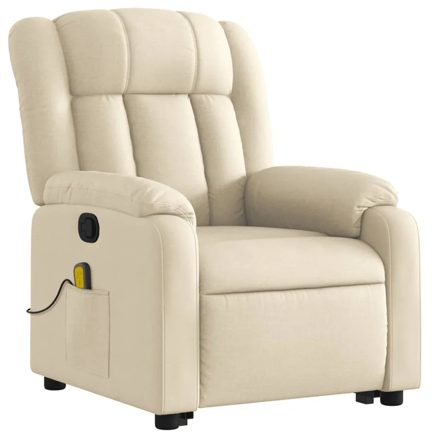 Fauteuil inclinable de massage Crème Tissu - 4