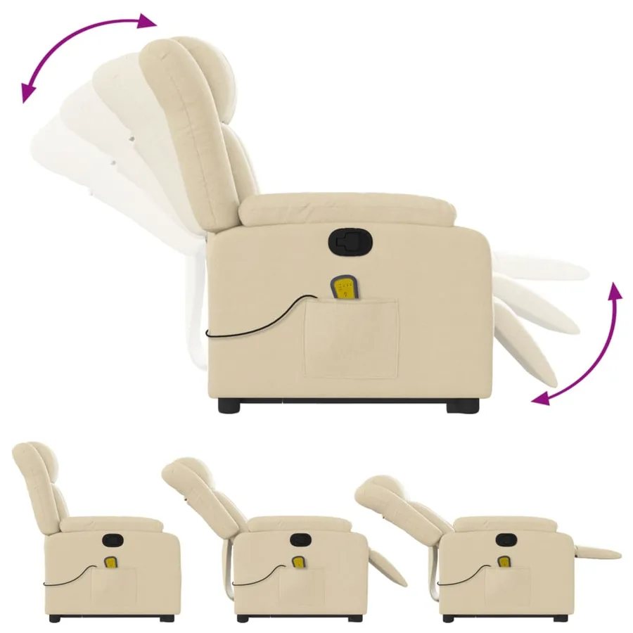 Fauteuil inclinable de massage Crème Tissu - 7