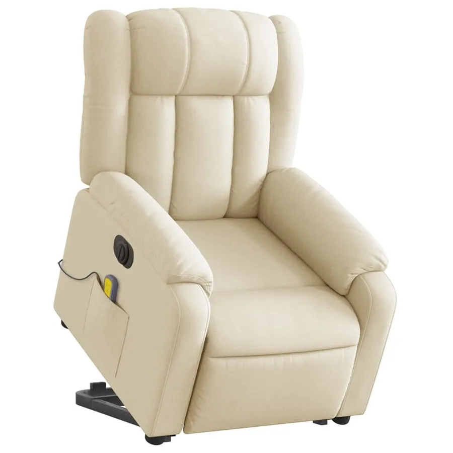 Fauteuil inclinable de massage électrique Crème Tissu - 3
