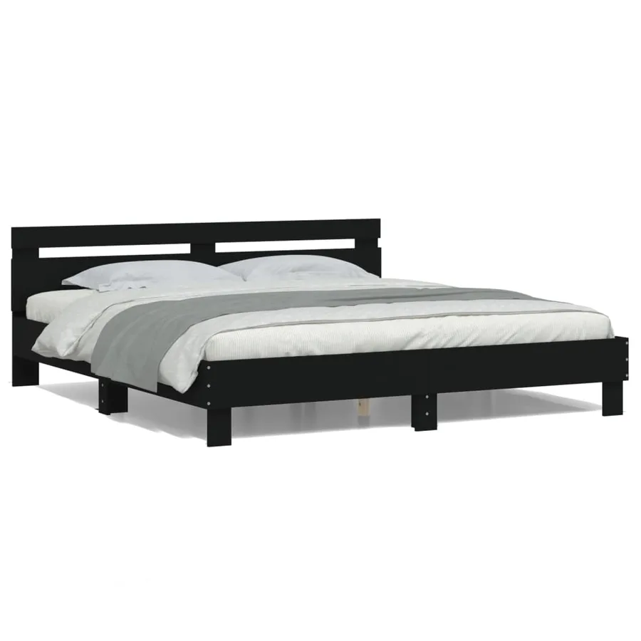 Cadre de lit avec LED sans matelas noir 160x200 cm - 5