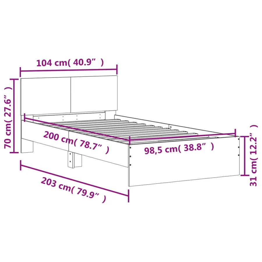 Cadre de lit sans matelas avec tête de lit 100x200 cm - 10