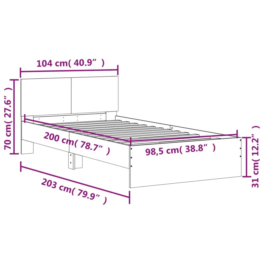 Cadre de lit sans matelas avec tête de lit blanc 100x200 cm - 10