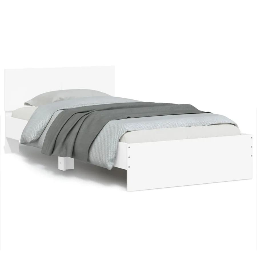 Cadre de lit sans matelas avec tête de lit blanc 100x200 cm - 2