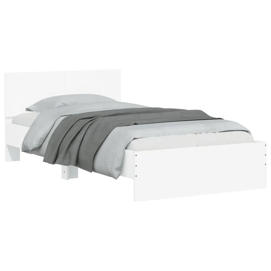 Cadre de lit sans matelas avec tête de lit blanc 100x200 cm - 4