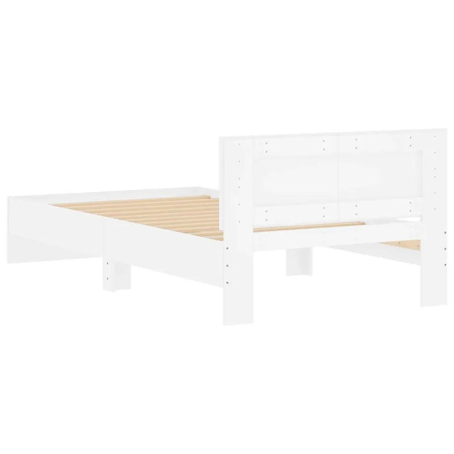 Cadre de lit sans matelas avec tête de lit blanc 100x200 cm - 7