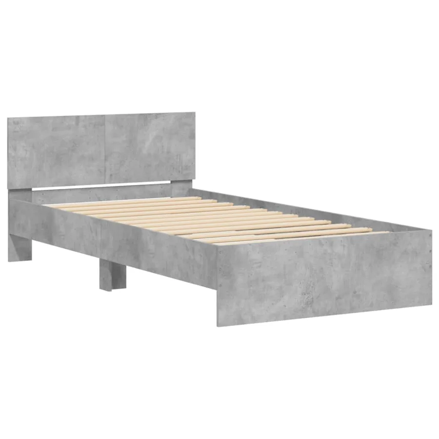 Cadre de lit sans matelas avec tête de lit gris béton 100x200cm - 3
