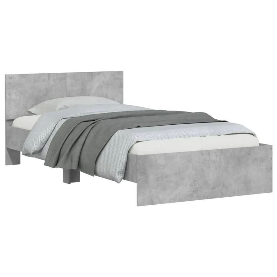 Cadre de lit sans matelas avec tête de lit gris béton 100x200cm - 4