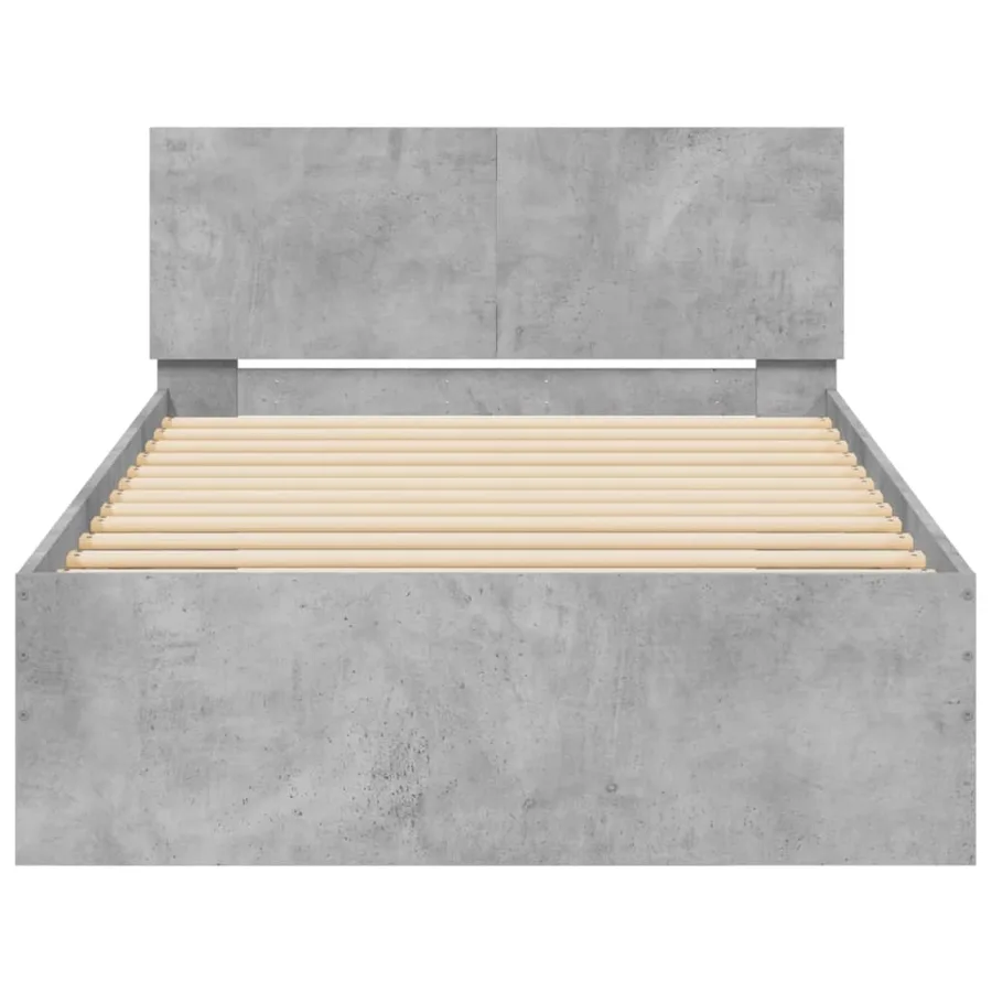 Cadre de lit sans matelas avec tête de lit gris béton 100x200cm - 5