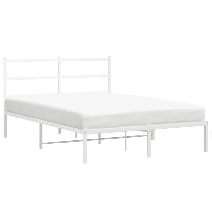 Cadre de lit métal sans matelas et tête de lit blanc 140x200 cm - 2