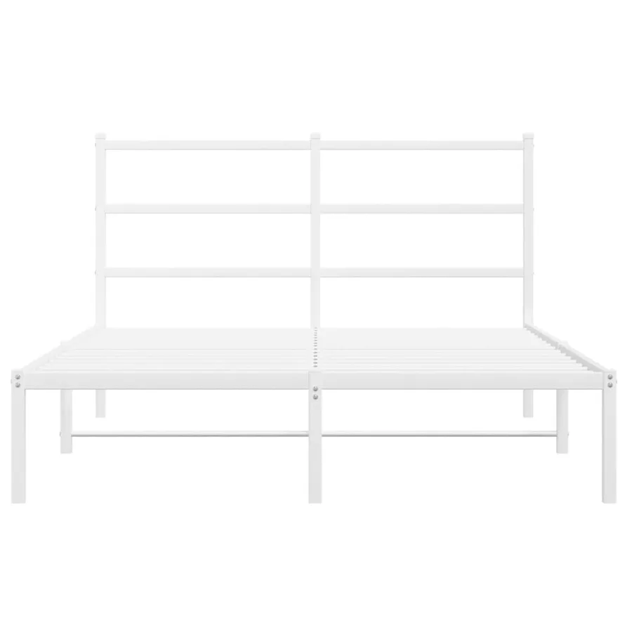 Cadre de lit métal sans matelas et tête de lit blanc 140x200 cm - 5