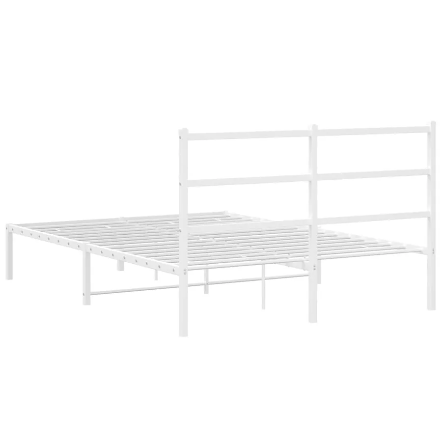 Cadre de lit métal sans matelas et tête de lit blanc 140x200 cm - 7