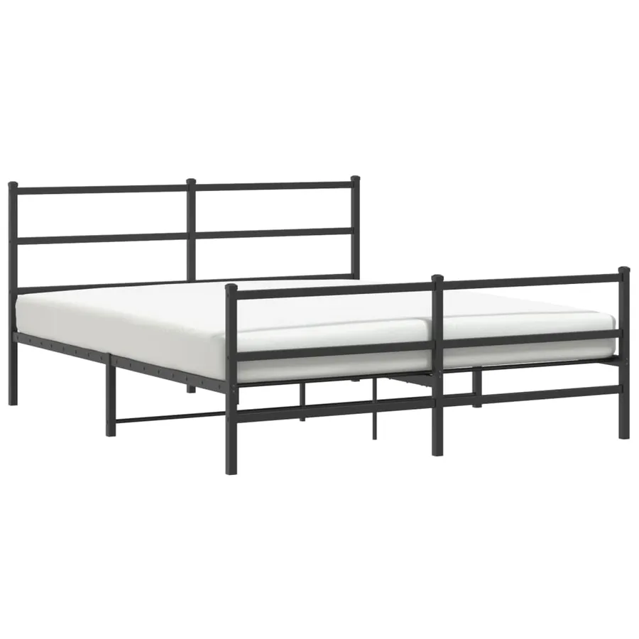 Cadre de lit métal sans matelas avec pied de lit noir 150x200cm - 2