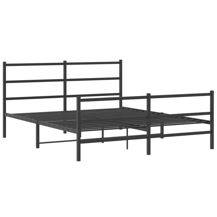 Cadre de lit métal sans matelas avec pied de lit noir 150x200cm - 3