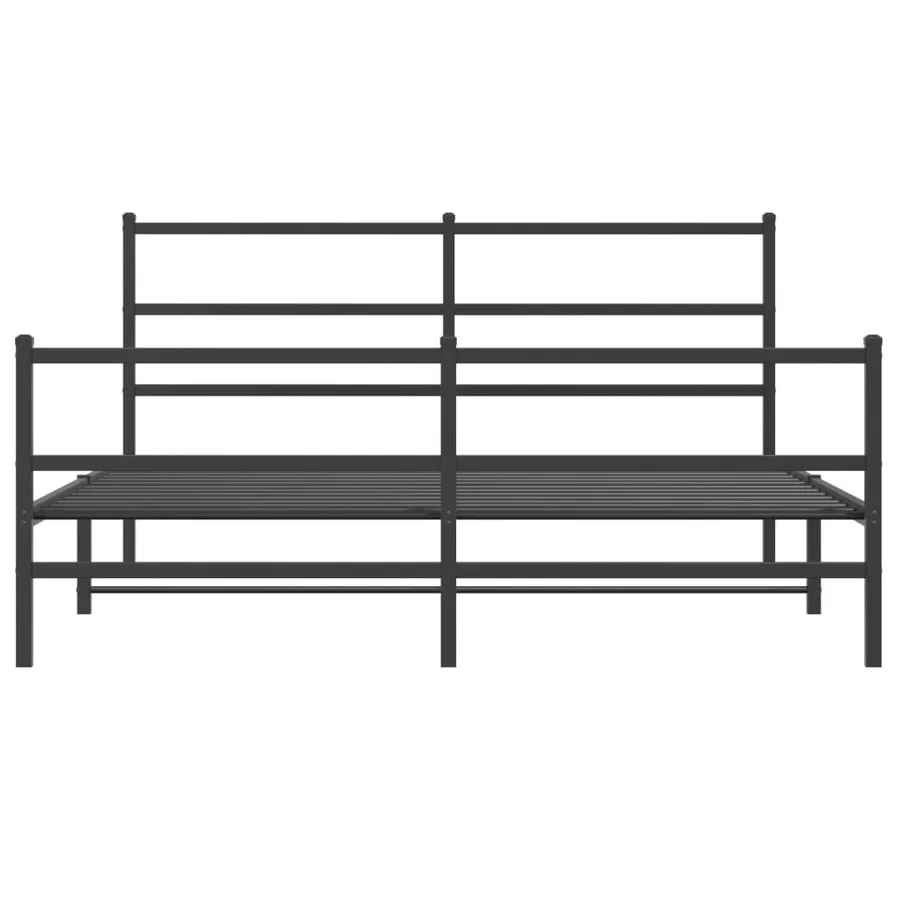 Cadre de lit métal sans matelas avec pied de lit noir 150x200cm - 5