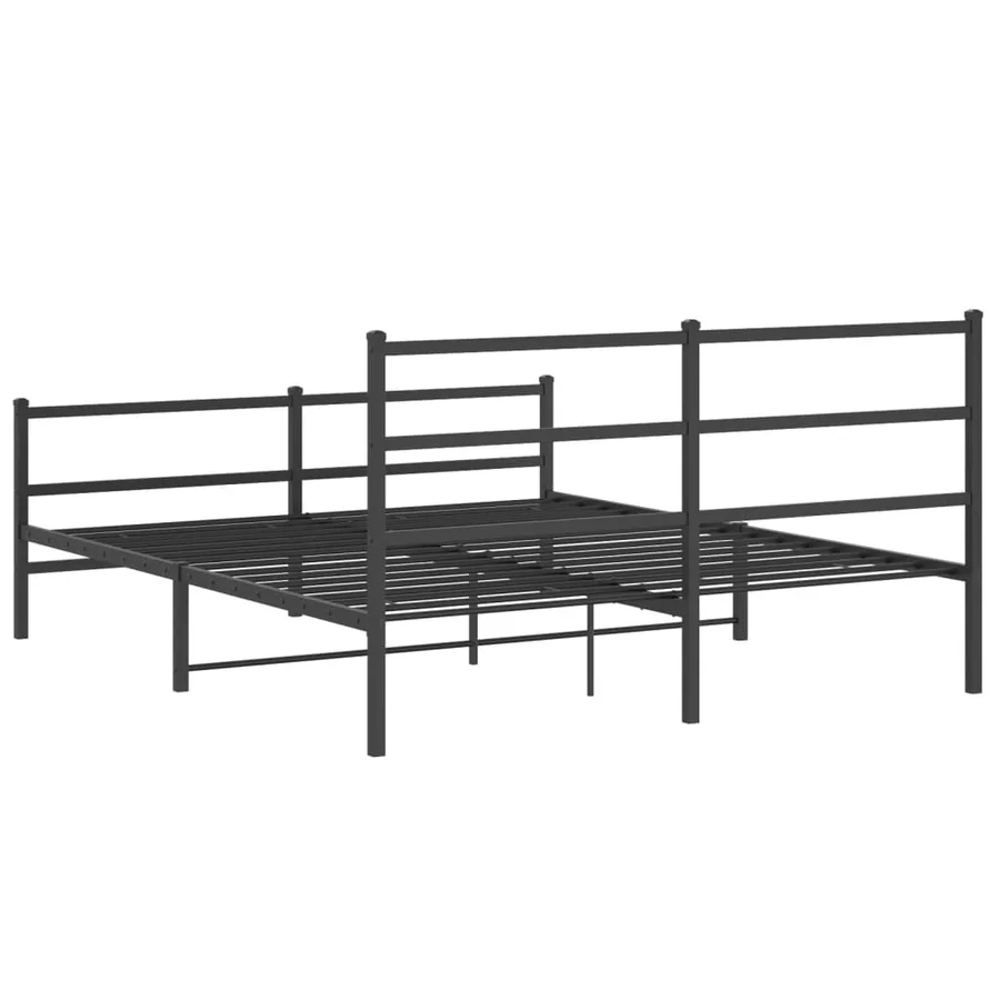 Cadre de lit métal sans matelas avec pied de lit noir 150x200cm - 7