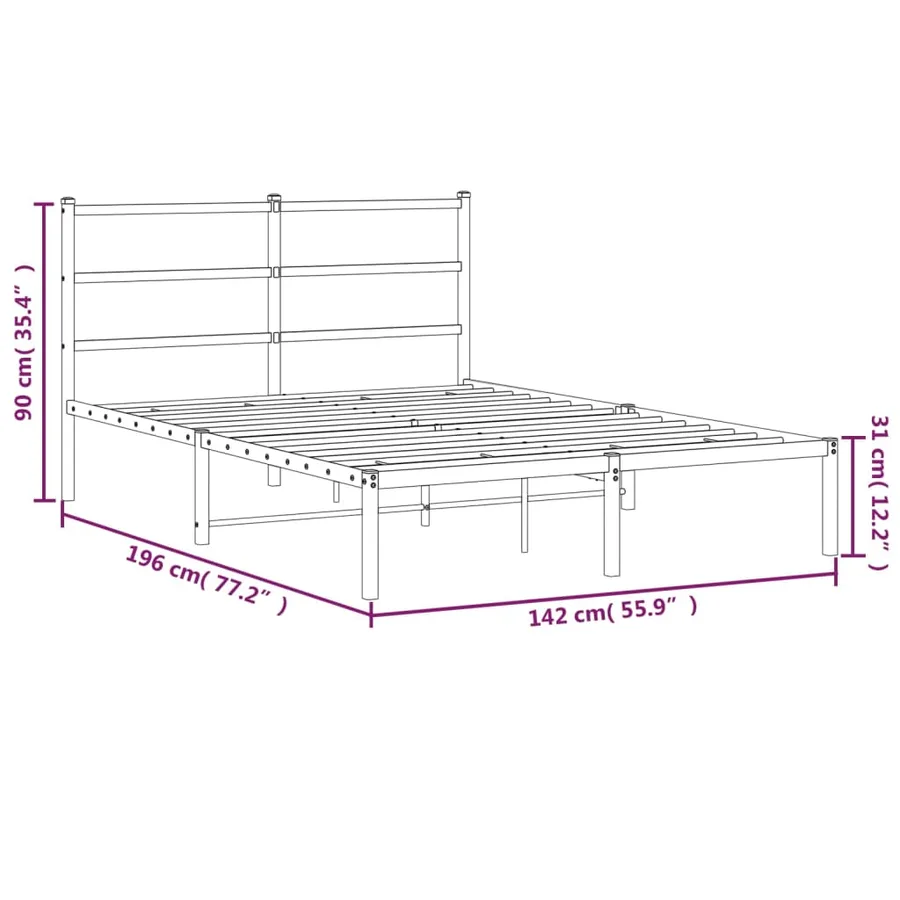Cadre de lit métal sans matelas avec tête de lit noir 135x190cm - 10