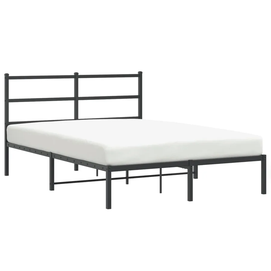 Cadre de lit métal sans matelas avec tête de lit noir 135x190cm - 2
