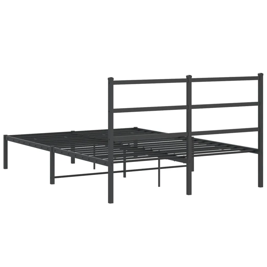 Cadre de lit métal sans matelas avec tête de lit noir 135x190cm - 7