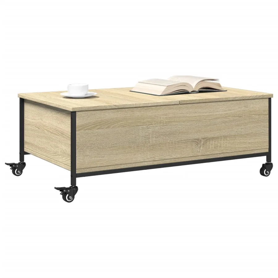 Table basse avec roulettes chêne sonoma bois d'ingénierie - 4