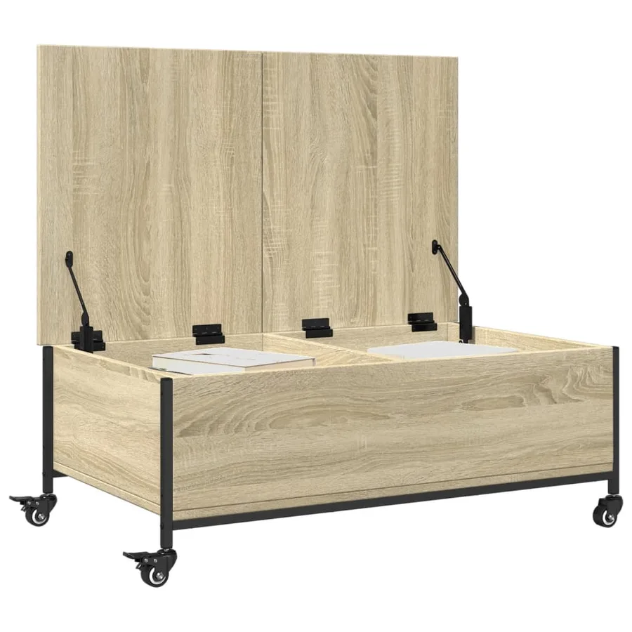 Table basse avec roulettes chêne sonoma bois d'ingénierie - 5