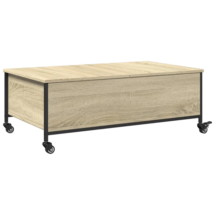Table basse avec roulettes chêne sonoma bois d'ingénierie - 9