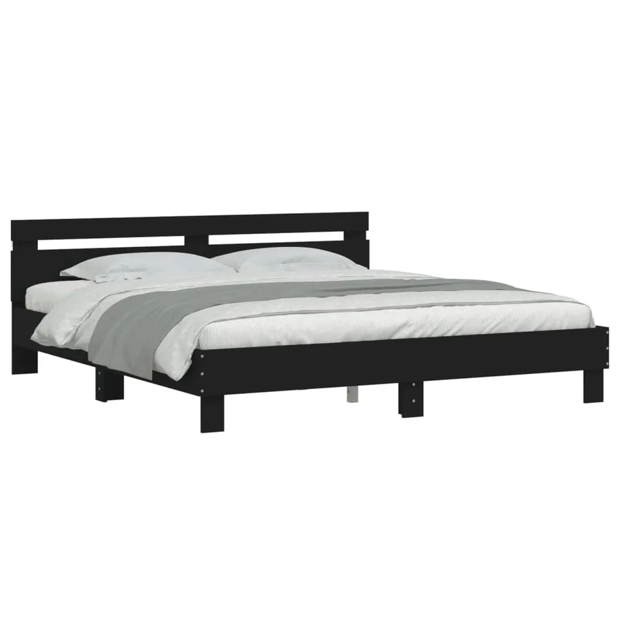 Cadre de lit avec LED sans matelas noir 200x200 cm - 3