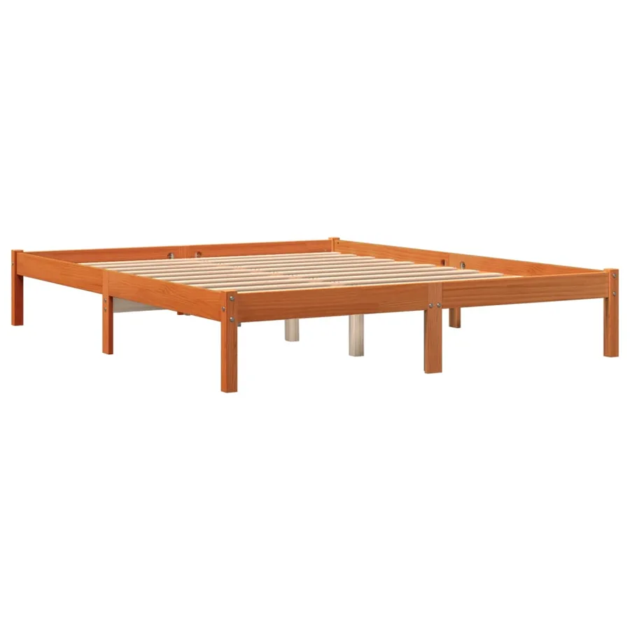 Cadre de lit sans matelas cire marron 160x200cm bois pin massif - 3