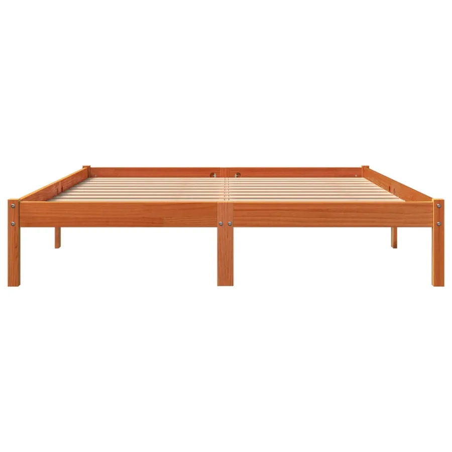 Cadre de lit sans matelas cire marron 160x200cm bois pin massif - 4