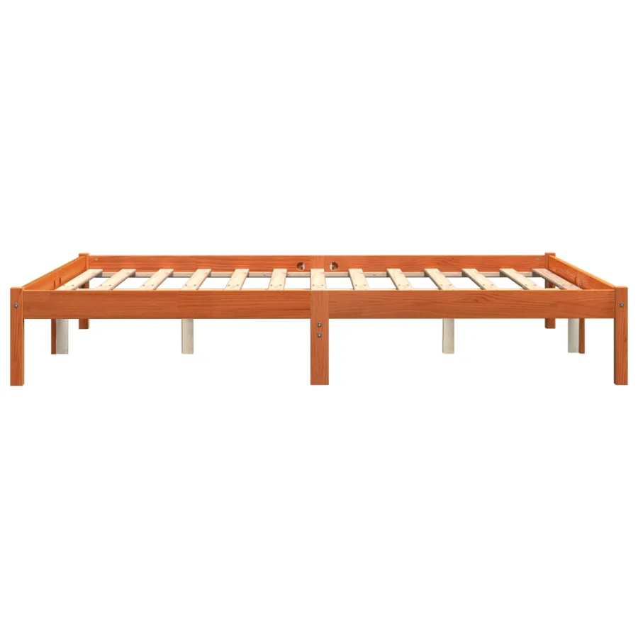 Cadre de lit sans matelas cire marron 160x200cm bois pin massif - 5