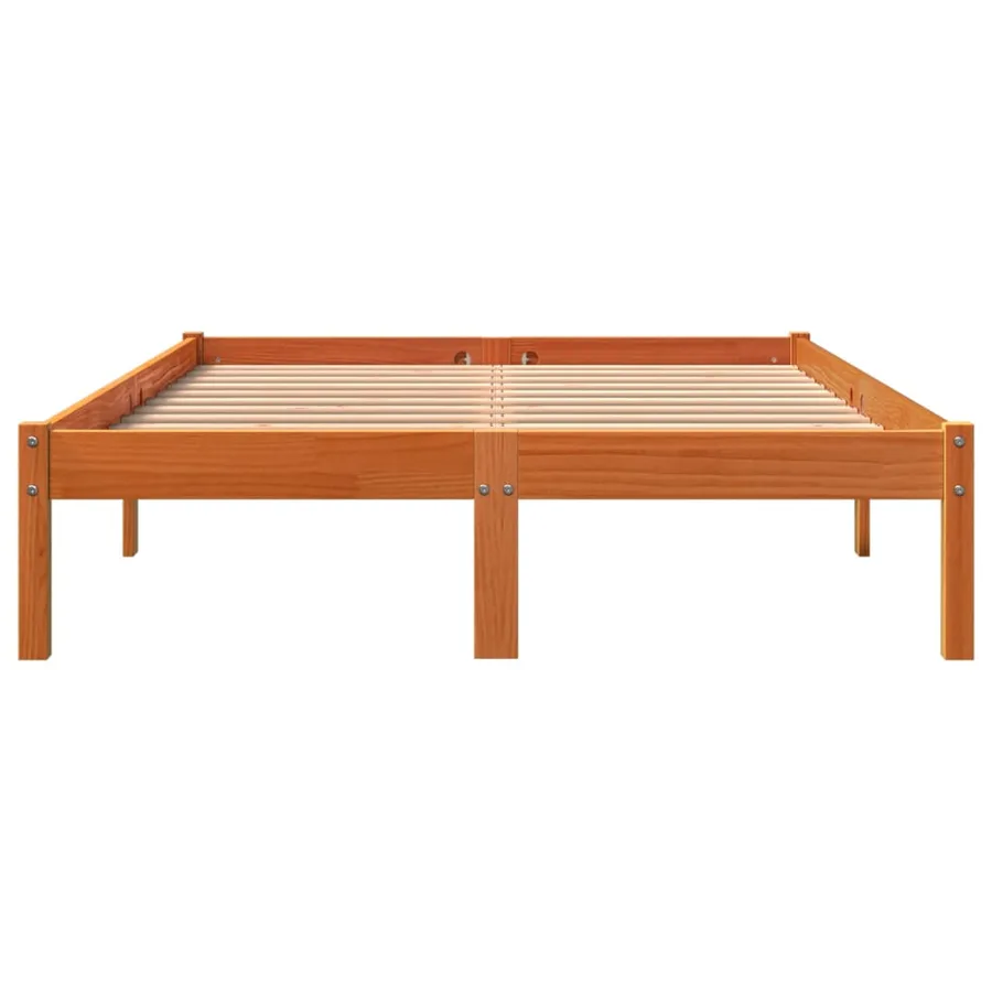 Cadre de lit sans matelas cire marron 120x200cm bois pin massif - 4